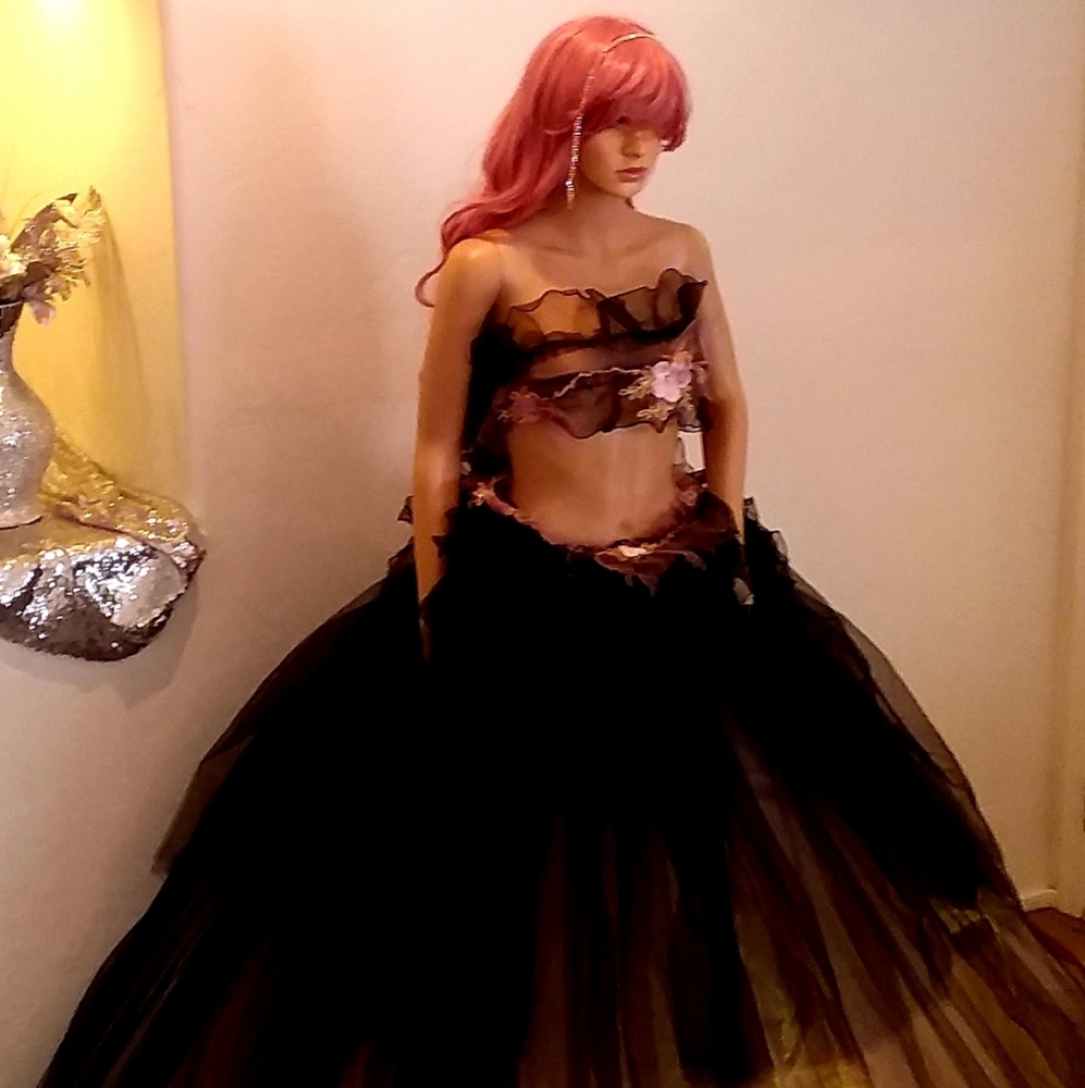 "KAIA" Black & Blush Gothic Wedding Ballgown Set